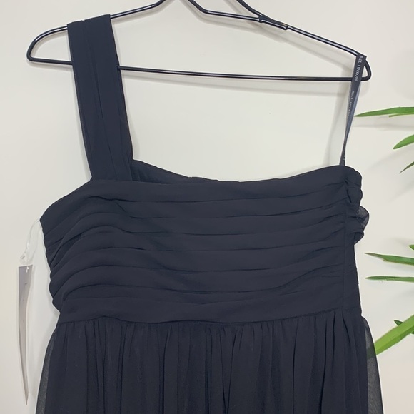 Bill Levkoff NWT Black One Shoulder Evening Cocktail Wedding Side Zip Dress 14 - Picture 10 of 16